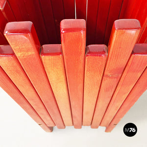Red wood umbrella stand by Ettore Sottsass for Poltronova, 1950s