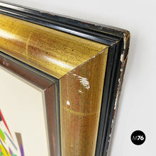 Carica l&#39;immagine nel visualizzatore di Gallery, Abstract painting with golden frame by Mozzamino, 1980s
