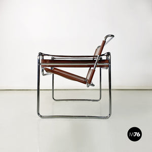 Steel and brown leather Wassily chair by Marcel Breuer for Knoll International, 1970s