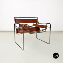 Load image into Gallery viewer, Steel and brown leather Wassily chair by Marcel Breuer for Knoll International, 1970s
