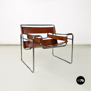 Steel and brown leather Wassily chair by Marcel Breuer for Knoll International, 1970s