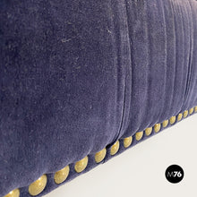 Load image into Gallery viewer, Antique style blue velvet dormeuse or chaise longue, 1980s
