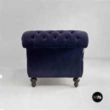 Load image into Gallery viewer, Antique style blue velvet dormeuse or chaise longue, 1980s
