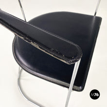 Charger l&#39;image dans la galerie, Black leather and chromed metal chair, 1980s
