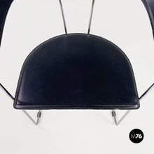 Charger l&#39;image dans la galerie, Black leather and chromed metal chair, 1980s
