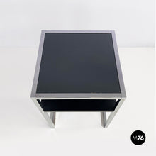 Load image into Gallery viewer, Chromed steel, wood and glass table for stereo and vinyls, 1990s
