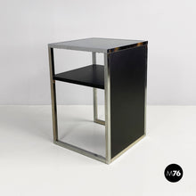 Load image into Gallery viewer, Chromed steel, wood and glass table for stereo and vinyls, 1990s
