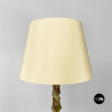 画像をギャラリービューアに読み込む, Green wood, white fabric and brass floor lamp, 1950s
