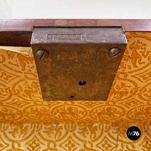 Wood, brass and marble chest of drawers, 1900s