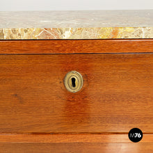 Load image into Gallery viewer, Wood, brass and marble chest of drawers, 1900s
