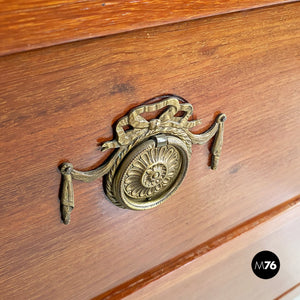 Wood, brass and marble chest of drawers, 1900s