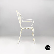 画像をギャラリービューアに読み込む, White wrought iron garden chairs, 1960s
