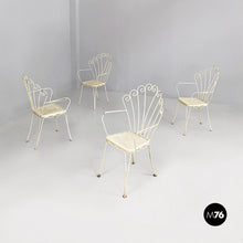 画像をギャラリービューアに読み込む, White wrought iron garden chairs, 1960s
