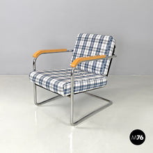 Load image into Gallery viewer, Blue tartan armchair 1435 by Werner Max Moser for Embru, 2000s
