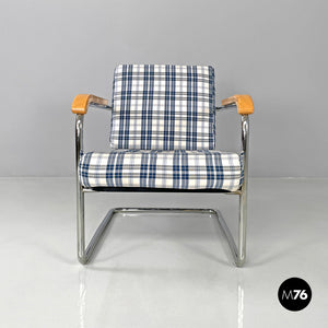 Blue tartan armchair 1435 by Werner Max Moser for Embru, 2000s