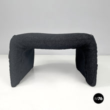 Load image into Gallery viewer, Black teddy fabric pouf, 1970s
