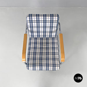 Blue tartan armchair 1435 by Werner Max Moser for Embru, 2000s