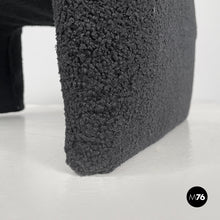 Load image into Gallery viewer, Black teddy fabric pouf, 1970s
