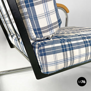 Blue tartan armchair 1435 by Werner Max Moser for Embru, 2000s