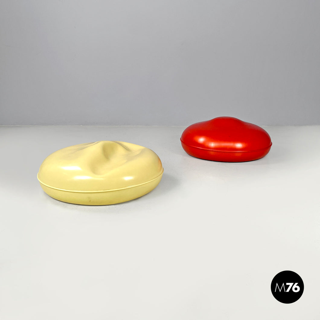 Red and yellow plastic poufs by Fabrizio Bertero and Andrea Panto for Zanotta, 1990s