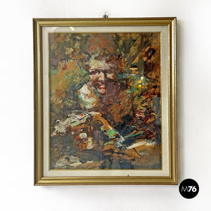 Portrait painting with golden frame, 1960s