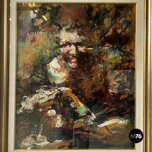 Load image into Gallery viewer, Portrait painting with golden frame, 1960s
