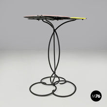 Load image into Gallery viewer, Pink lilac and yellow enamel wrought iron coffee table, 1950s
