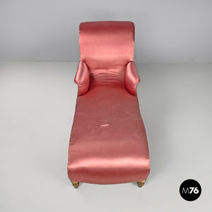 Chaise longue in pink satin and golden wood, 1800s