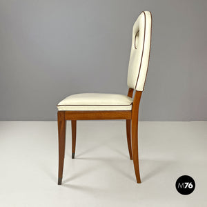 White leather and wood chairs by Giovanni Gariboldi, 1940s