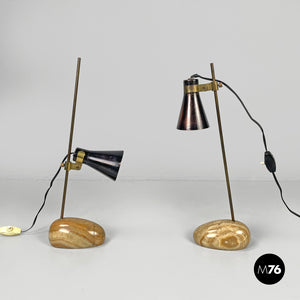 Brass and onyx table lamps LTA1 Sasso by Luigi Caccia Dominioni for Azucena, 1950