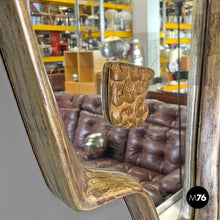 Charger l&#39;image dans la galerie, Golden wall mirror with abstract curved structure, 1940s
