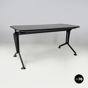 Black metal and laminate desk Arco by BBPR for Olivetti, 1960s