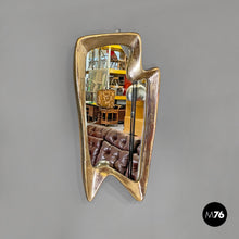 Charger l&#39;image dans la galerie, Golden wall mirror with abstract curved structure, 1940s
