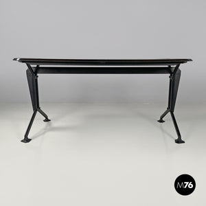 Black metal and laminate desk Arco by BBPR for Olivetti, 1960s