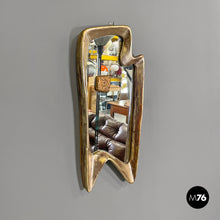 Load image into Gallery viewer, Golden wall mirror with abstract curved structure, 1940s
