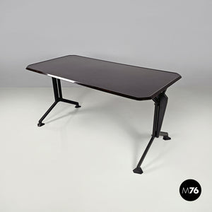 Black metal and laminate desk Arco by BBPR for Olivetti, 1960s