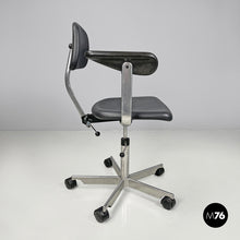 将图片加载到图库查看器，Black rubber and metal swivel office chairs by Fritz Hansen, 1980s
