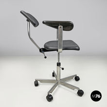 将图片加载到图库查看器，Black rubber and metal swivel office chairs by Fritz Hansen, 1980s
