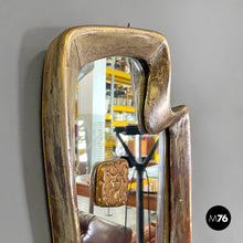 Charger l&#39;image dans la galerie, Golden wall mirror with abstract curved structure, 1940s
