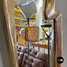 Load image into Gallery viewer, Golden wall mirror with abstract curved structure, 1940s
