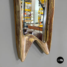 Charger l&#39;image dans la galerie, Golden wall mirror with abstract curved structure, 1940s
