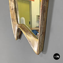 Load image into Gallery viewer, Golden wall mirror with abstract curved structure, 1940s
