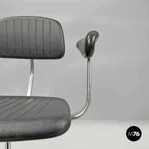 Black rubber and metal swivel office chairs by Fritz Hansen, 1980s