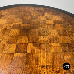 Wooden coffee table with chessboard decorations, early 1900s