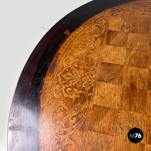 Wooden coffee table with chessboard decorations, early 1900s