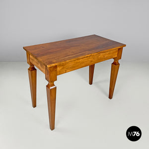 Wooden desk with drawer and decorated legs, late 1800s