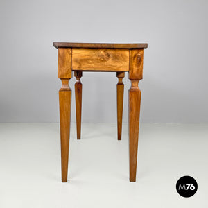 Wooden desk with drawer and decorated legs, late 1800s