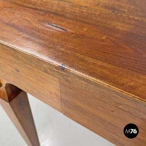 Wooden desk with drawer and decorated legs, late 1800s