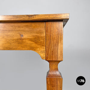 Wooden desk with drawer and decorated legs, late 1800s