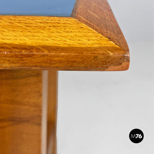 LIght blue laminate and solid wood desk, with drawer, 1960s